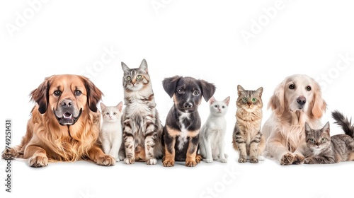 Different pets such as dogs and cats. Set collection, isolated on white background. Generative ai