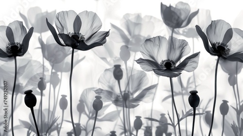 Monochrome Floral Silhouettes: Black and white photographs of flowers, focusing on their silhouettes against a contrasting background