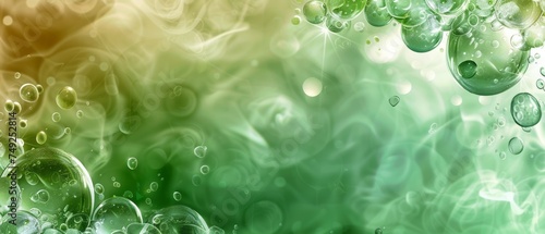 Water Bubbles Close Up on Green Background