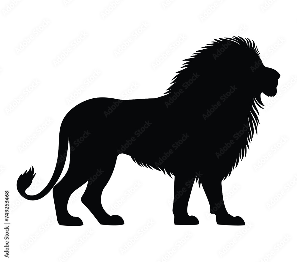 Vector, isolated silhouette of African Lion.