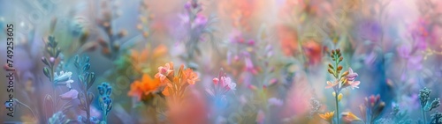 Watercolor Floral Blur: A photograph of a densely packed floral arrangement taken with a soft focus, giving the impression of a watercolor painting with blurred edges