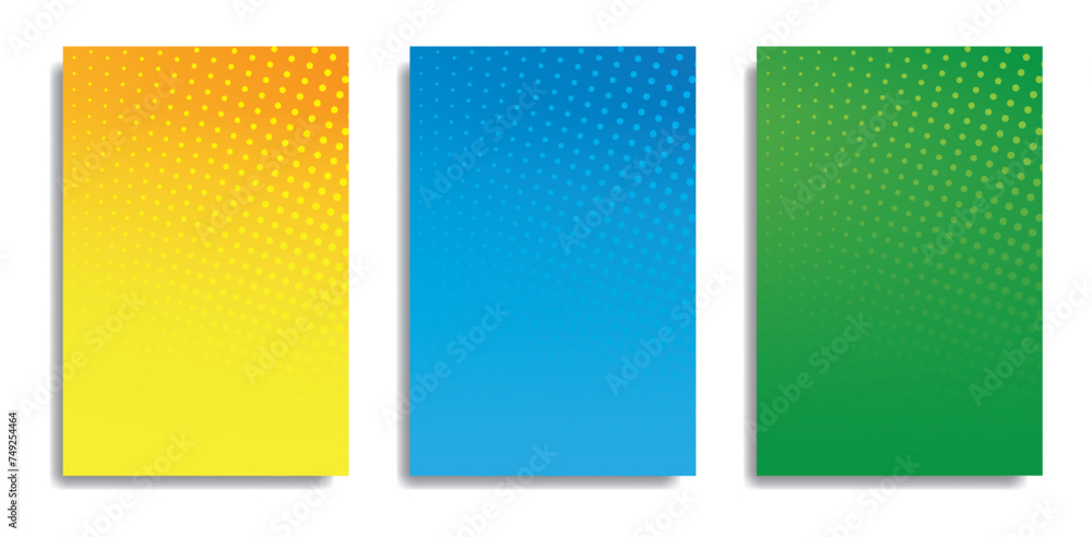 Set of backgrounds with abstract dots. Modern vector illustration with decorative halftone pattern and retro design Set of backgrounds with abstract dots. Modern vector illustration with decorative halftone pattern and retro design
