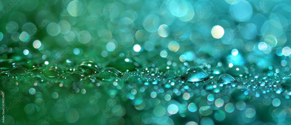 Water Droplets on Green Surface Water Droplets on Green Surface