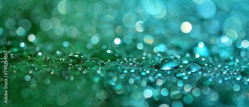 Water Droplets on Green Surface