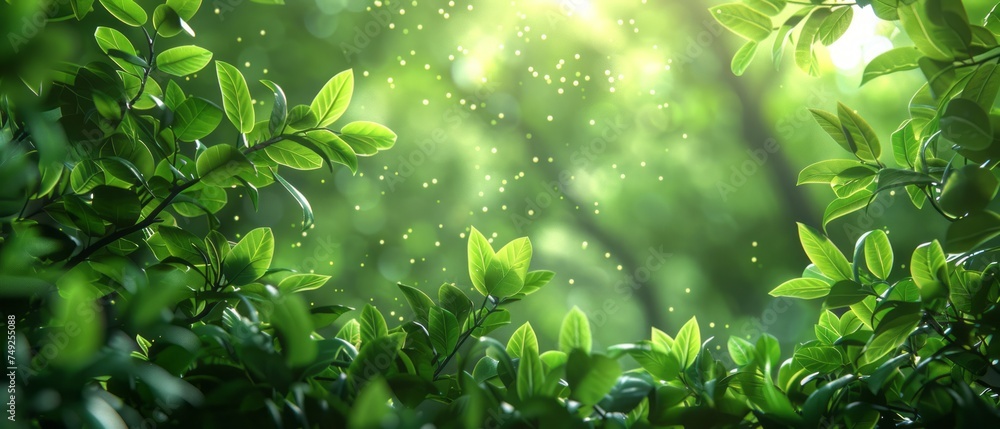 Dense Green Forest Filled With Leaves Dense Green Forest Filled With Leaves