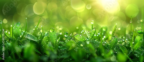 Close Up of Grass With Water Drops