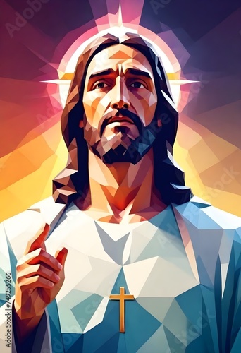 Lowpoly Geometric Style Art of Jesus Christ photo