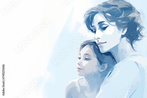 Life Drawing style, sketch of a stylish female and daughter, light blue, copy space banner --ar 3:2 --quality 2 --v 5.2 Job ID: f0cc1034-564d-4a8f-bb50-0cdbaffd56e1
