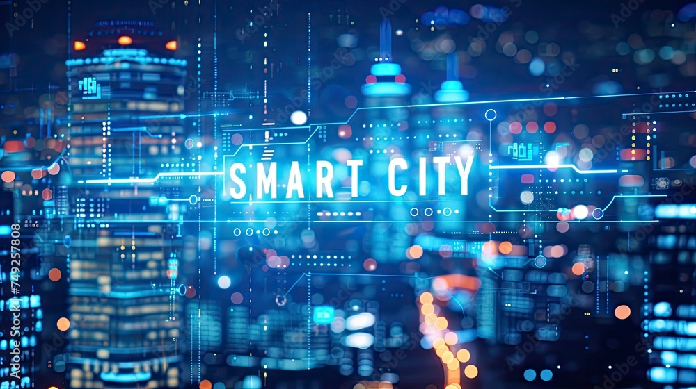 Smart city technology with text Smart city technology with text