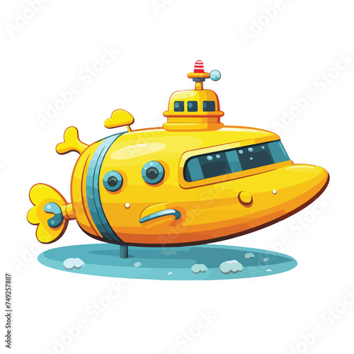 Creative vector illustration with a yellow submarine