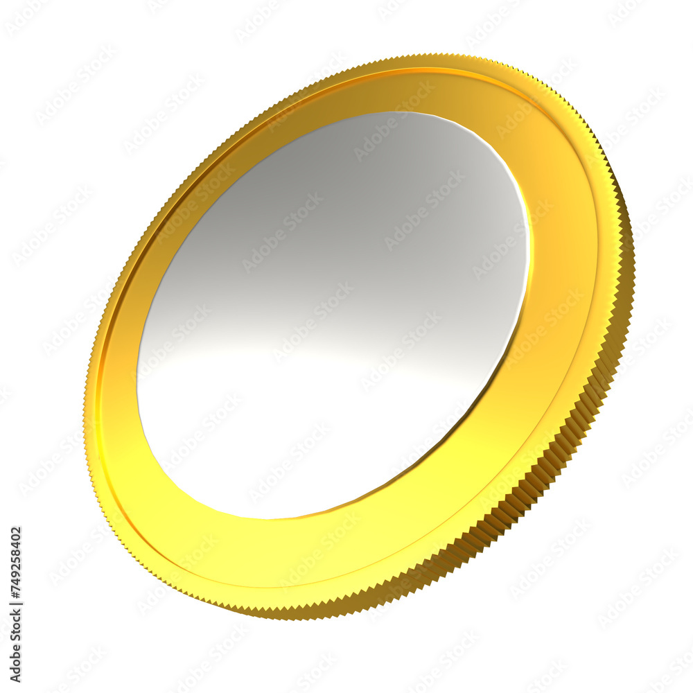 Gold simple Euro Coin with silver centr. PNG. Transparent Background Gold simple Euro Coin with silver centr. PNG. Transparent Background