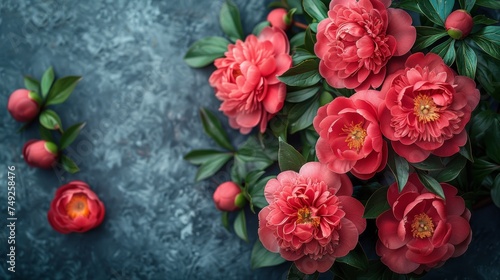 Wallpaper Mural Beautiful peonies with a gray background.watercolor paint is hyper-detailed with a floral background Torontodigital.ca