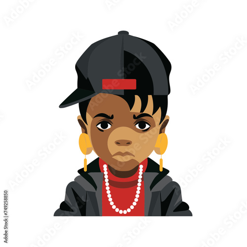 Little boy wearing a cap stylish rapper vector illustration isolated transparent background logo, cut out or cutout t-shirt print design