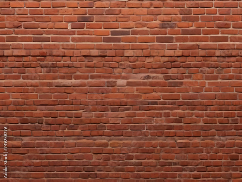 Red Brick wall background. Old Red stone blocks panoramic texture.