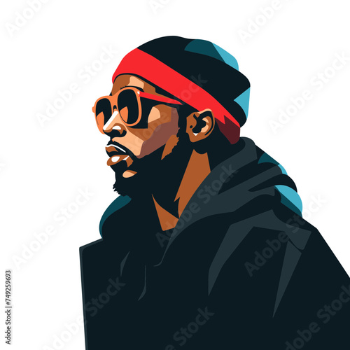 Black man african-american rapper vector illustration isolated transparent background logo, cut out or cutout t-shirt print design