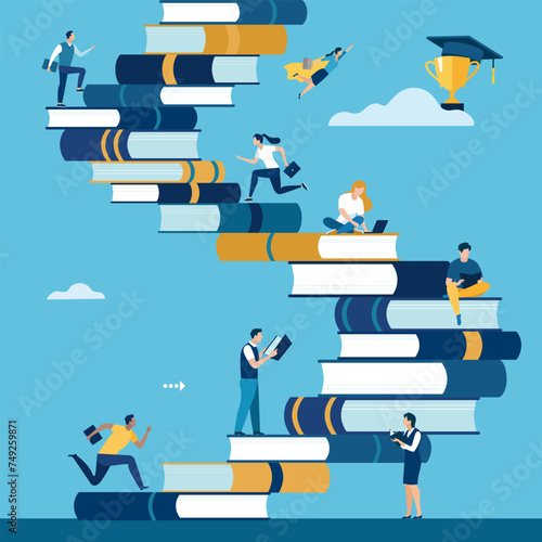 Steps towards education. Stairway to wisdom. Vector illustration