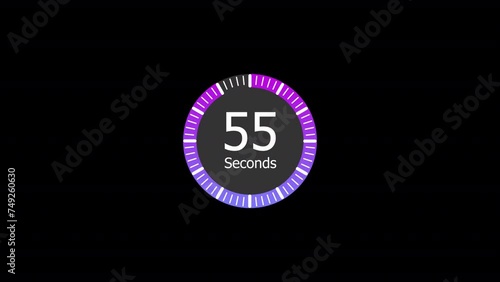Round circle countdown timer one minute animation from 60 to 0 seconds, Round circle 60 seconds countdown, Countdown timer, Countdown video