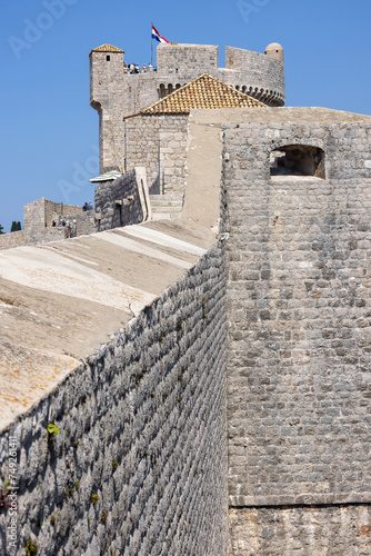 Minceta, fortified tower on City Walls surrounding the mediaval old city, Dubrovnik, Croatia