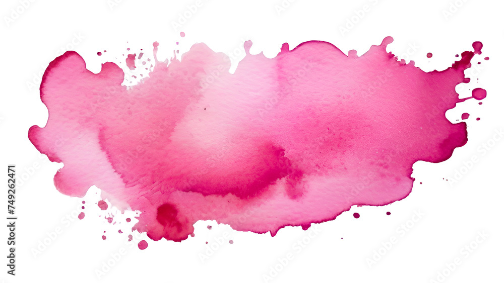 Abstract Pink color scheme splash paint stain on transparent background.