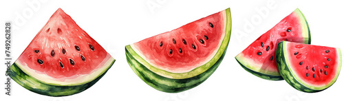 Wallpaper Mural set of three slices of watermelon watercolor illustration clipart on transparent background, summer fruits  Torontodigital.ca