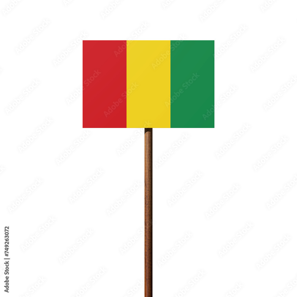 Schild mit der Flagge des Staates Guinea Schild mit der Flagge des Staates Guinea