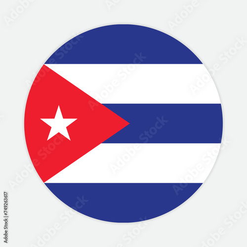Cuba national flag vector icon design. Cuba circle flag. Round of Cuba flag. 