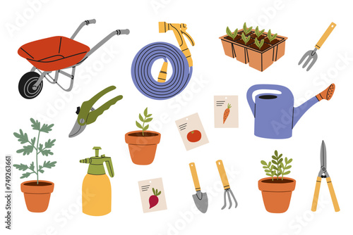Gardening tools set,equipment for gardening and farming,Home gardening, growing natural and ecological products.