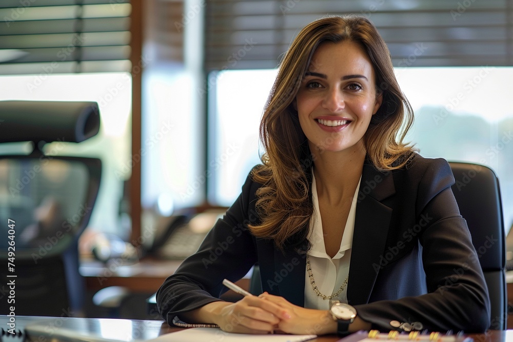 Pinnacle of Professionalism: A White Female Businesswoman, Exuding Confidence and Competence, Immersed in Her Office Duties, Exhibiting Executive Grace at Her Desk Pinnacle of Professionalism: A White Female Businesswoman, Exuding Confidence and Competence, Immersed in Her Office Duties, Exhibiting Executive Grace at Her Desk
