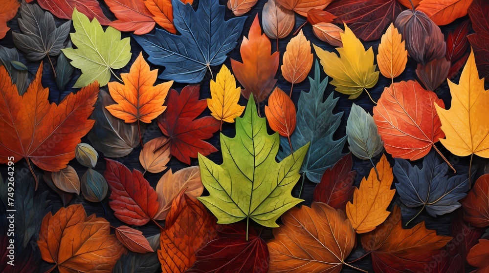 A collection of vibrant autumn leaves forming a natural pattern, suitable for seasonal themes. A collection of vibrant autumn leaves forming a natural pattern, suitable for seasonal themes.