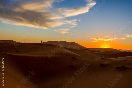 Beautiful Merzouga Sahara desert sunset