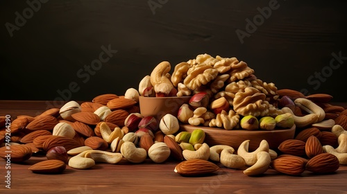 A composition of assorted nuts on a plain background, ideal for health-related concepts.