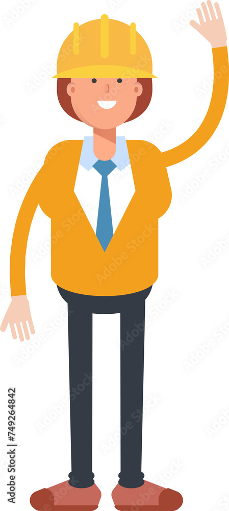 Woman Engineer Character Raising Hand Illustration
Woman Engineer Character Raising Hand Illustration