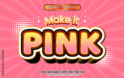 3d Pink women kids fun text effect design