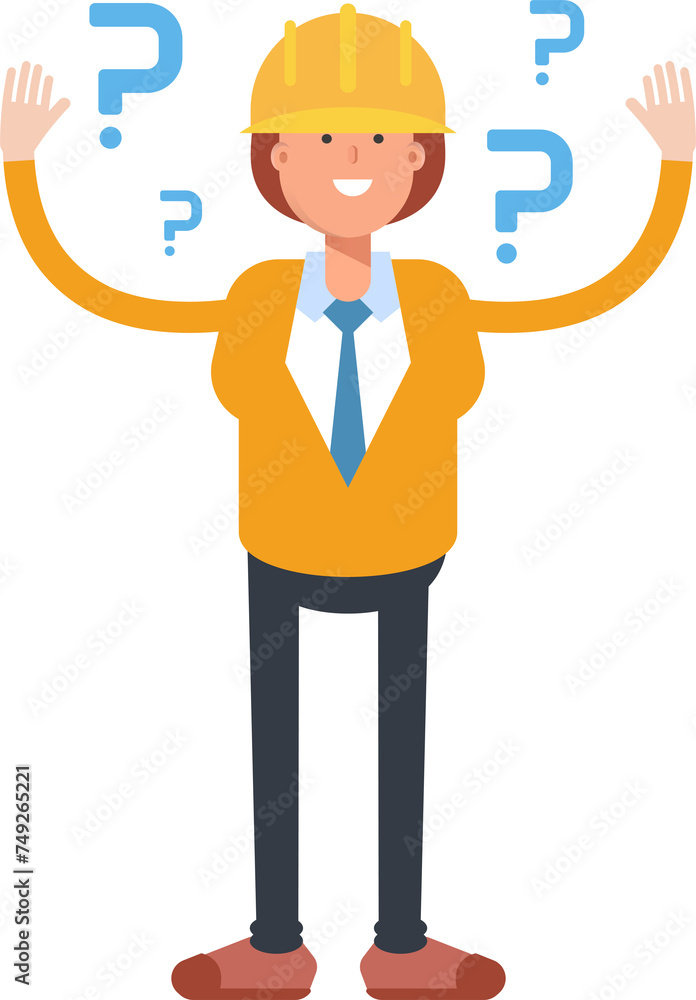 Woman Engineer Character and Question Marks
Woman Engineer Character and Question Marks