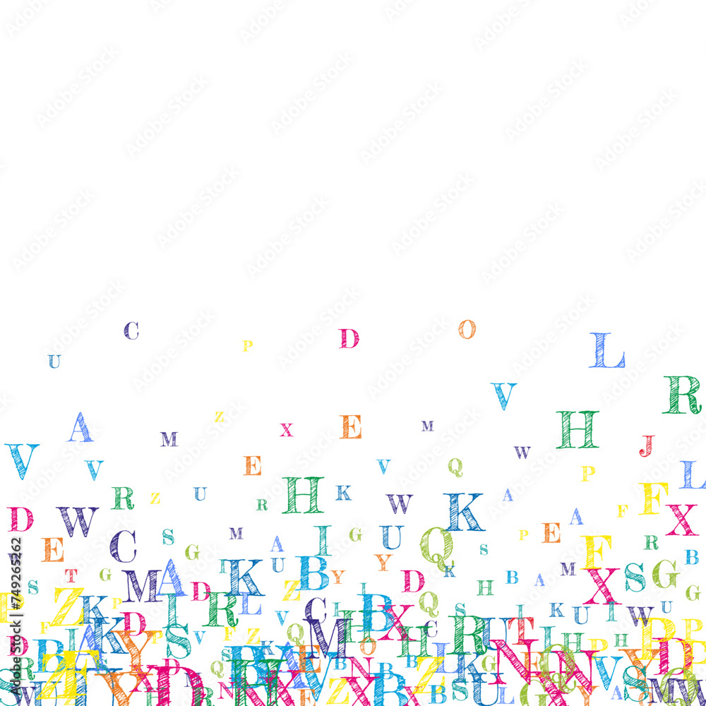 Scattered letters of latin alphabet. Colorful Scattered letters of latin alphabet. Colorful