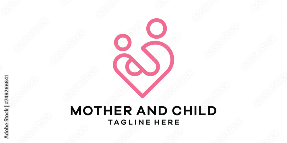 mother and child logo design, love logo design, logo design template, creative idea symbol.