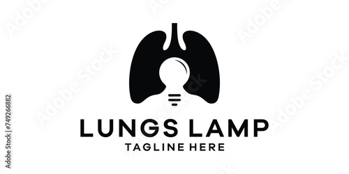 logo design combining the shape of lungs with lights, logo design template, creative idea symbol.