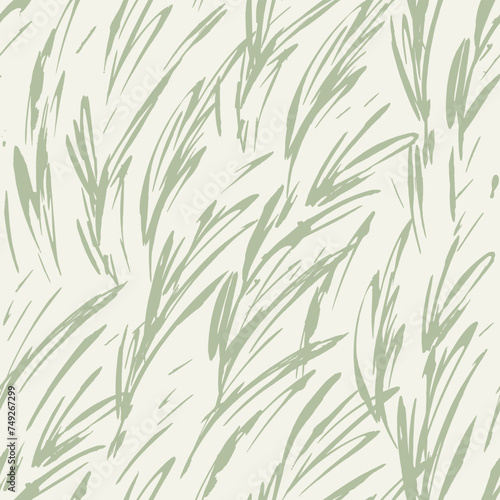 Fototapeta Naklejka Na Ścianę i Meble -  Hand Painted Green Botanical. Decorative vector seamless pattern. Repeating background. Tileable wallpaper print.