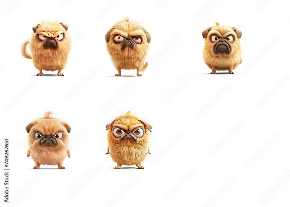 Fototapeta premium angry funny pugs isolated on a white background