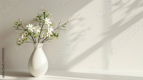 White Flower Vase with Sun Shade Shadow Pattern