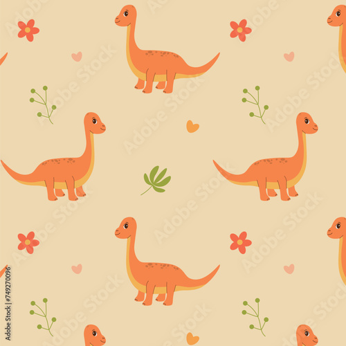 Vector dinosaur pattern, cute pattern, print, fabric, background © Ang_a_se