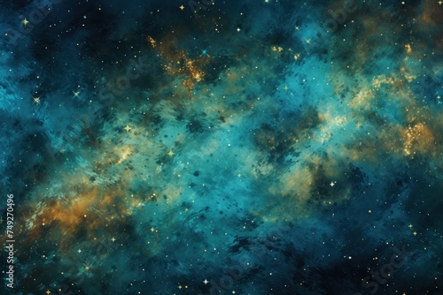 Azure nebula background with stars and sand