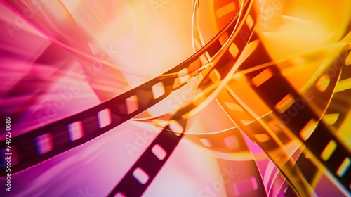 Vibrant abstract backdrop featuring movie reel. photo