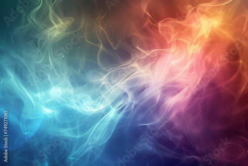 Colorful smoke-like patterns swirling on a dark background.