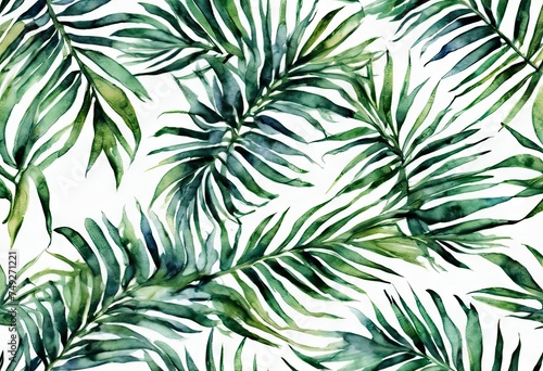  painting of green leaves with  white background. The leaves are painted in way that they look like they are moving  giving the painting a sense  motion life. overall mood  painting is calm peaceful