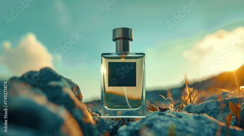 Elegant Perfume Bottle: Luxury Design with Blank Label for Product Advertisement