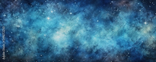Blue nebula background with stars and sand photo