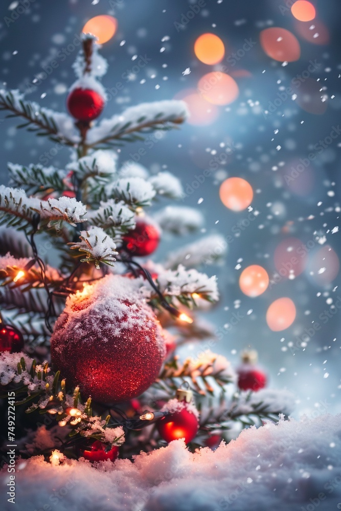 Winter Wonderland: Festive Season with Decorated Pine Tree