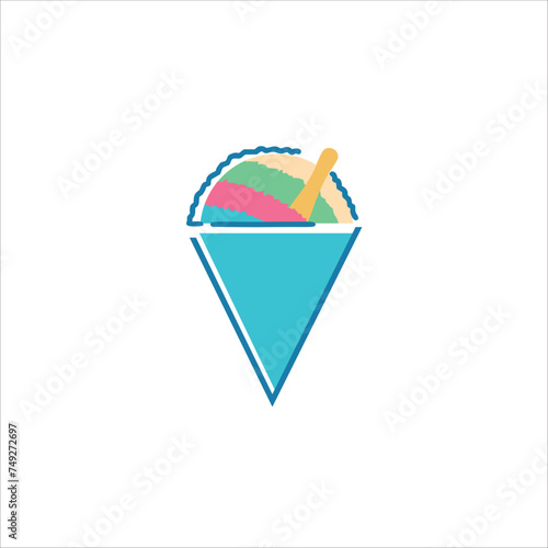 Shaved ice, summer, rainbow, vector illustration