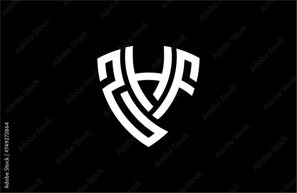 ZHF creative letter shield logo design vector icon illustration ZHF creative letter shield logo design vector icon illustration